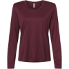 Custom Womens Capital Performance Long Sleeve T-Shirt Burgundy