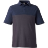 Custom Mens Fusion ChromaSoft™ Colorblock Polo Carbon/ Classic Navy Heather