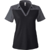 Custom Womens Fusion ChromaSoft™ Colorblock Polo Black/ Carbon Heather