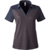 Custom Womens Fusion ChromaSoft™ Colorblock Polo Carbon/ Classic Navy Heather