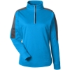 Custom Womens Market Snag Protect Mesh Colorblock Quarter-Zip Pullover Electric Blue/ Carbon