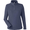 Custom Womens Fusion ChromaSoft™ Pique Quarter-Zip Pullover Classic Navy Heather