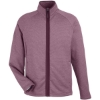 Custom Mens Venture Heathered Stripe Full-Zip Jacket Burgundy/ White