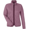 Custom Womens Venture Heathered Stripe Full-Zip Jacket Burgundy/ White