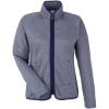 Custom Womens Venture Heathered Stripe Full-Zip Jacket Classic Navy/ White