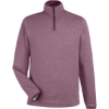 Custom Mens Venture Heathered Stripe Quarter-Zip Pullover Burgundy/ White