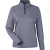 Custom Womens Venture Heathered Stripe Quarter-Zip Pullover Classic Navy/ White