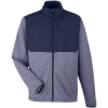Custom Mens Venture Heathered Stripe Hybrid Jacket Classic Navy/ White