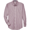 Custom Mens Crown Collection® Gingham Check Woven Dress Shirt Burgundy