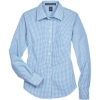 Custom Womens Crown Collection® Gingham Check Woven Dress Shirt French Blue