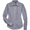 Custom Womens Crown Collection® Gingham Check Woven Dress Shirt Navy