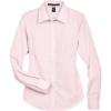 Custom Womens Crown Collection® Gingham Check Woven Dress Shirt Pink
