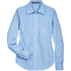 Custom Womens Crown Collection® Banker Stripe Woven Dress Shirt French Blue