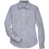 Custom Womens Crown Collection® Banker Stripe Woven Dress Shirt Navy