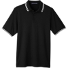 Custom Mens CrownLux Performance® Plaited Tipped Polo Black/ White