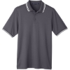 Custom Mens CrownLux Performance® Plaited Tipped Polo Graphite/ White