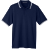 Custom Mens CrownLux Performance® Plaited Tipped Polo Navy/ White