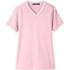 Custom Womens CrownLux Performance® Plaited Tipped V-Neck Shirt Pink/ White