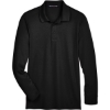 Custom Mens CrownLux Performance® Plaited Long Sleeve Polo Black