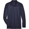 Custom Mens CrownLux Performance® Plaited Long Sleeve Polo Navy