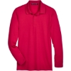 Custom Mens CrownLux Performance® Plaited Long Sleeve Polo Red