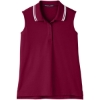 Custom Womens CrownLux Performance® Plaited Tipped Sleeveless Polo Burgundy/ White