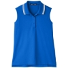 Custom Womens CrownLux Performance® Plaited Tipped Sleeveless Polo French Blue/ White