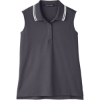 Custom Womens CrownLux Performance® Plaited Tipped Sleeveless Polo Graphite/ White