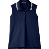 Custom Womens CrownLux Performance® Plaited Tipped Sleeveless Polo Navy/ White