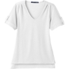 Custom Womens CrownLux Performance® Plaited Rolled Sleeve Shirt White
