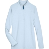 Custom Womens CrownLux Performance® Clubhouse Micro-Stripe Quarter-Zip Pullover Ocean Blue
