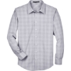 Custom Mens Crown Collection® Glen Plaid Woven Dress Shirt White/ Graphite/ Light Grey