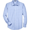 Custom Mens Crown Collection® Glen Plaid Woven Dress Shirt White/ Light French Blue