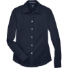 Custom Womens Crown Collection® Solid Stretch Twill Woven Dress Shirt Navy