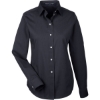 Custom Womens Crown Collection® Striped Woven Dress Shirt Black/ Graphite