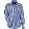 Custom Womens CrownLux Performance® Gingham Dress Shirt Navy/ White