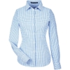 Custom Womens CrownLux Performance® Micro Windowpane Woven Dress Shirt French Blue/ White
