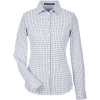 Custom Womens CrownLux Performance® Micro Windowpane Woven Dress Shirt Navy/ White