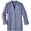 Custom Womens Crown Collection® Stretch Pinpoint Chambra Three-Quarter Sleeve Shirt Navy