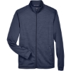 Custom Mens Newbury Colorblock Mélange Fleece Full-Zip jacket Navy/ Navy Heather