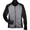 Custom Womens Newbury Colorblock Mélange Fleece Full-Zip Jacket Black Heather/ Dark Grey Heather