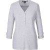 Custom Womens Perfect Fit™ Y-Placket Convertible Sleeve Knit Top Grey Heather