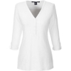Custom Womens Perfect Fit™ Y-Placket Convertible Sleeve Knit Top White