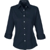 Custom Womens Perfect Fit™ Three-Quarter Sleeve Stretch Poplin Dress Shirt Navy