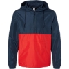 Custom Unisex Lightweight Quarter-Zip Windbreaker Pullover Jacket Classic Navy/ Red