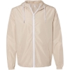 Custom Mens Lightweight Windbreaker Full-Zip Jacket Classic Khaki/ White Zipper