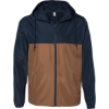 Custom Mens Lightweight Windbreaker Full-Zip Jacket Classic Navy/ Saddle