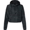 Custom Womens Lightweight Quarter-Zip Pullover Crop Windbreaker Black Camo