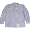 Custom Mens Flame-Resistant Down Plaid Work Shirt Navy