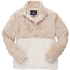 Custom Unisex Fuzzy Half-Snap Fleece Pullover Camel Stripe/ Natural